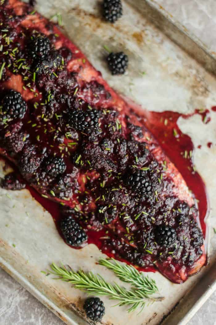 Scrumptious Oven Baked Salmon with Blackberry Barbecue Sauce