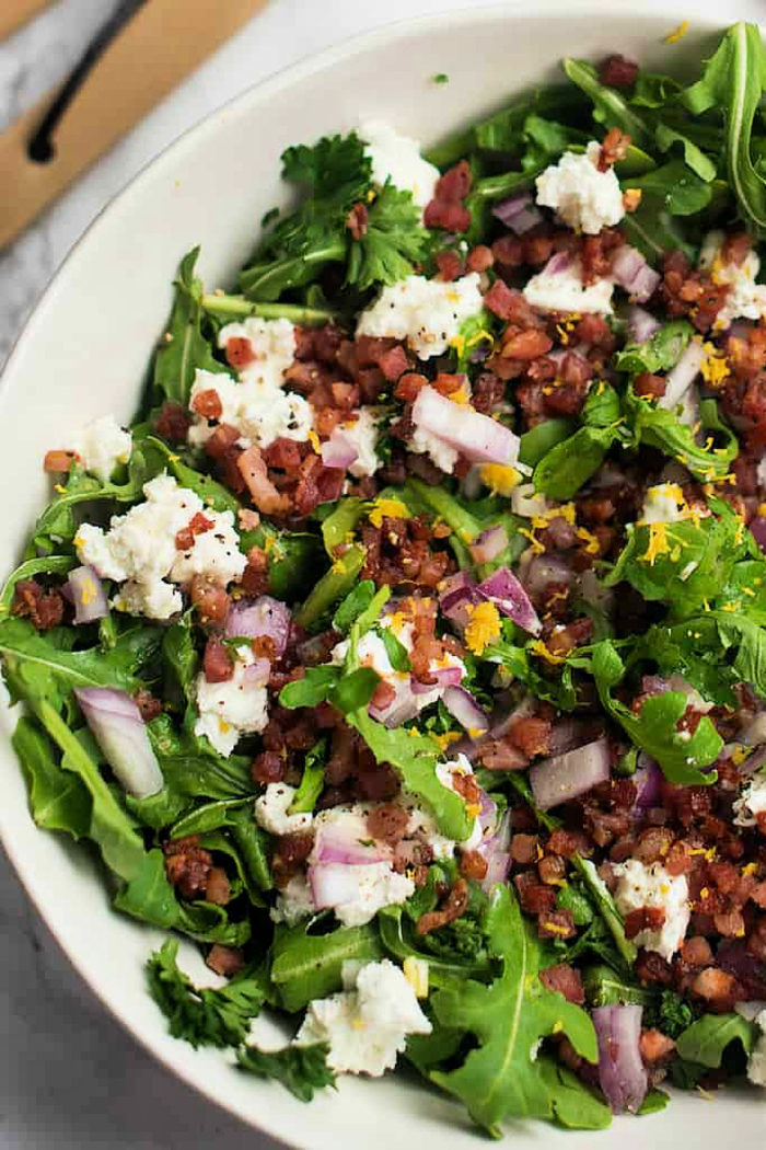 goat cheese and pancetta salad