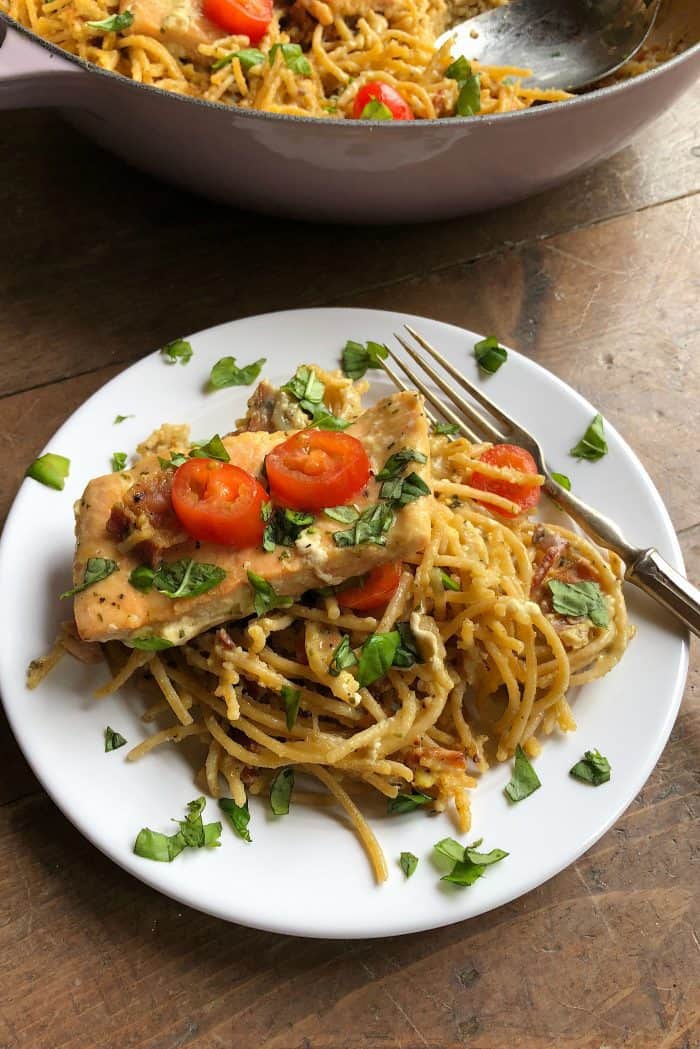 Easy Salmon Spaghetti Carbonara from ReluctantEntertainer.com #trustGortons