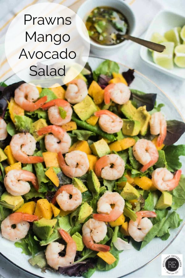 prawns and avocado salad with lime dressing