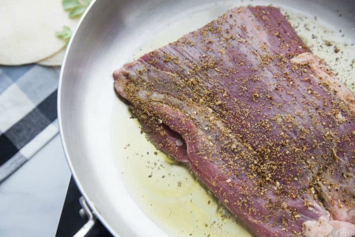 raw flank steak (before cooking)