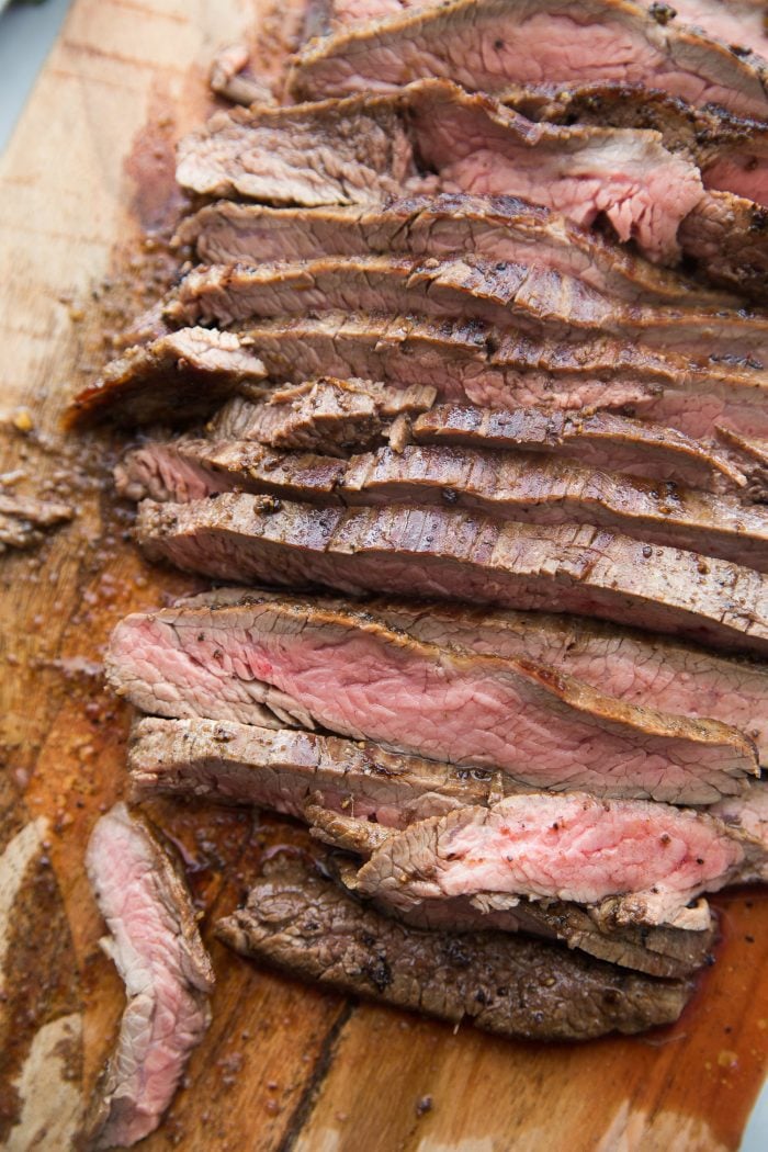 slices of tender flank steak