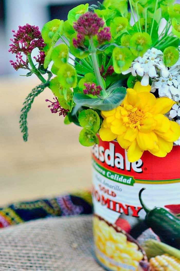 Flowers in can for cinco de mayo
