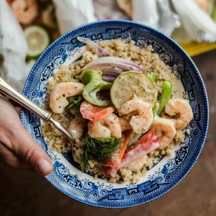 Tasty Shrimp Scampi Foil Pack Dinner