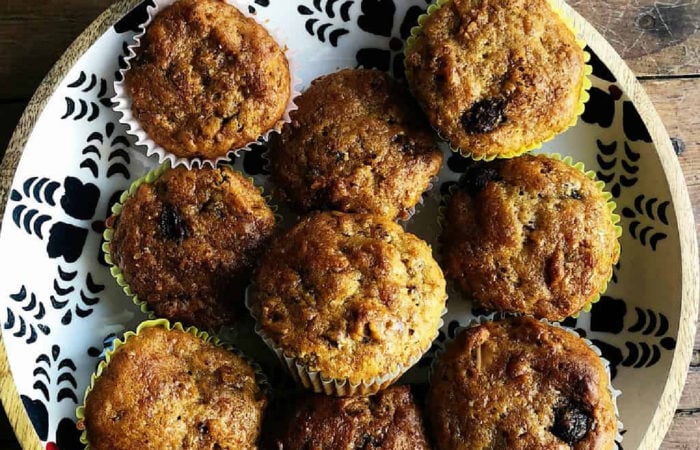 dish of muffins