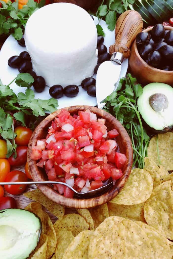 Cinco de Mayo Mexican Charcuterie Board salsa