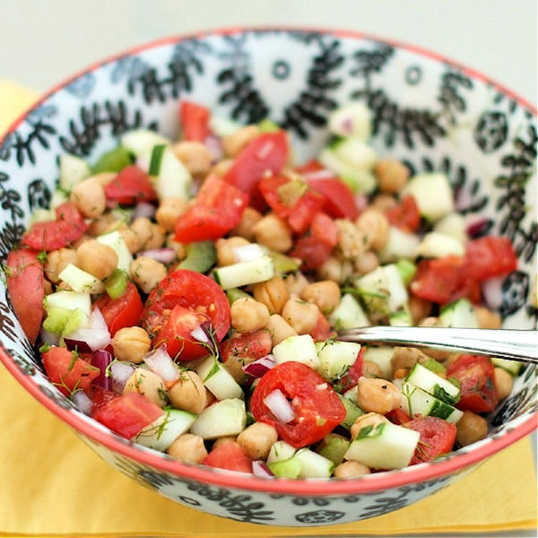 a bowl of Cucumber and Chickpea Salad