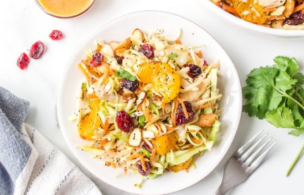 a serving of Asian Chicken Cranberry Salad