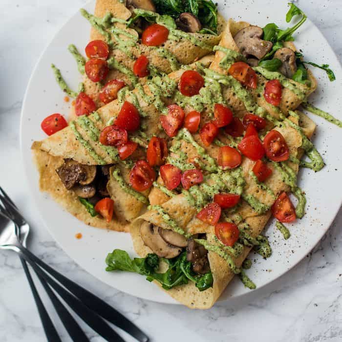 So good ... Savory Pesto Mushroom Crepe Recipe