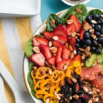 Almond Spinach Salad with summer fruit