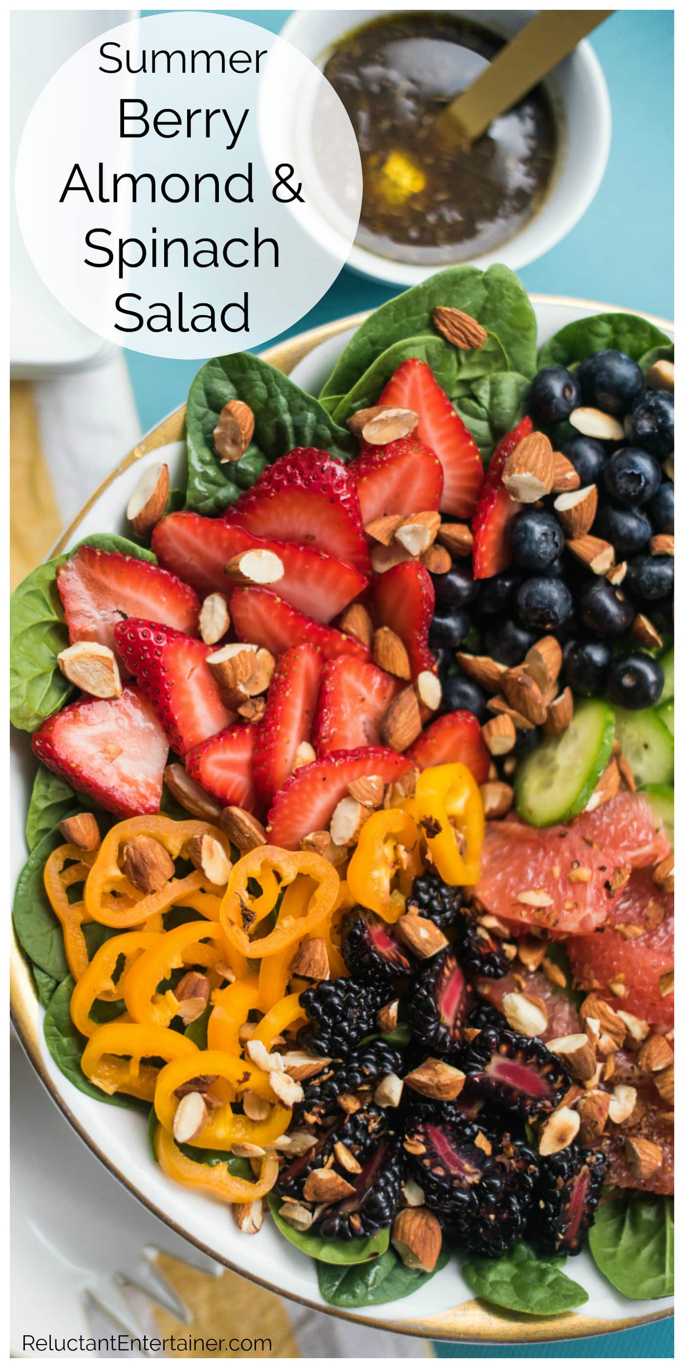 Summer Berry Almond Spinach Salad - Reluctant Entertainer