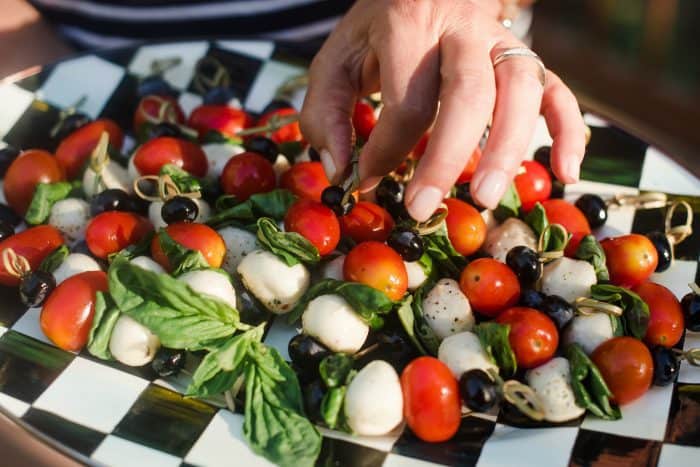 picking up a Blueberry Caprese Skewers