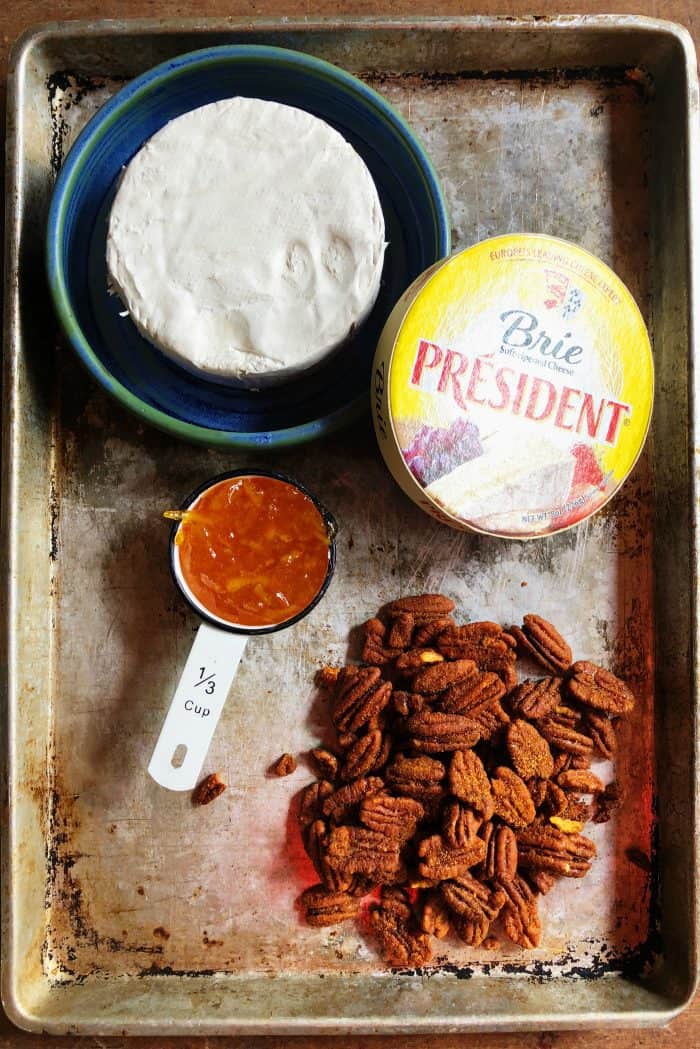 Baked Marmalade Brie with Spicy Pecans ingredients