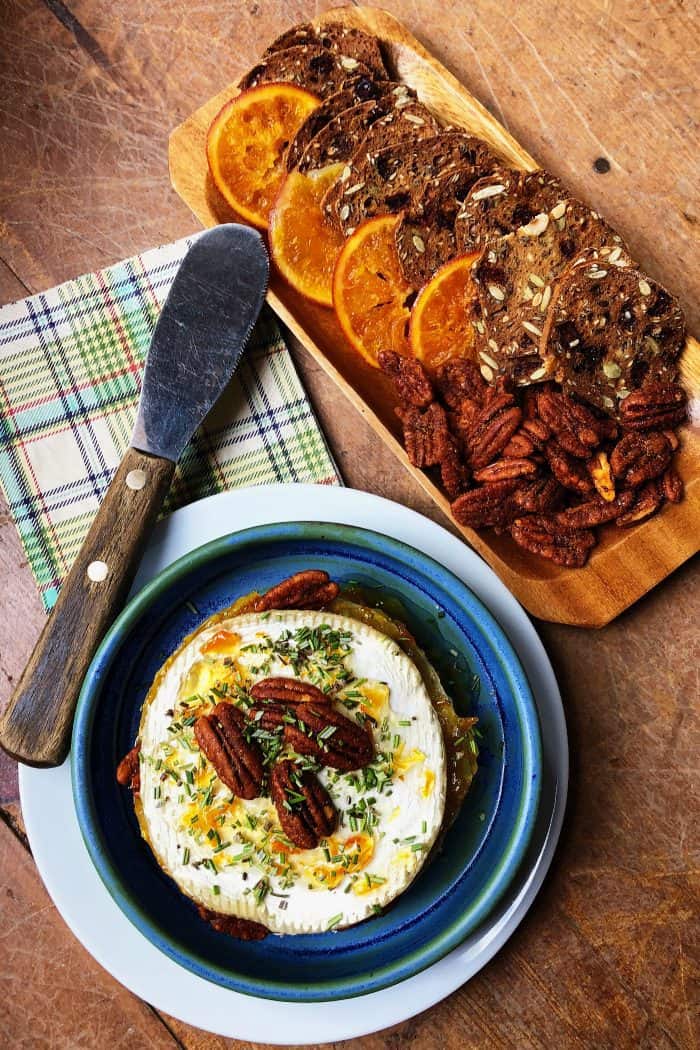 Baked Marmalade Brie with Spicy Pecans