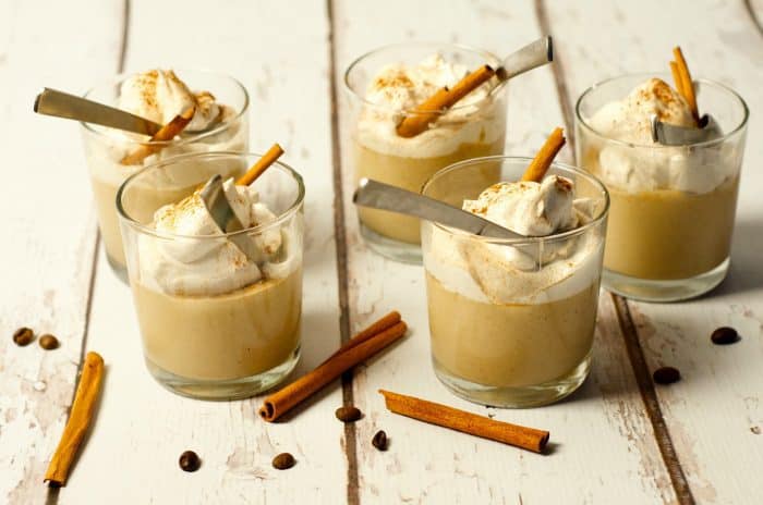 Easy Coffee Cinnamon Pudding with Sweet Cream