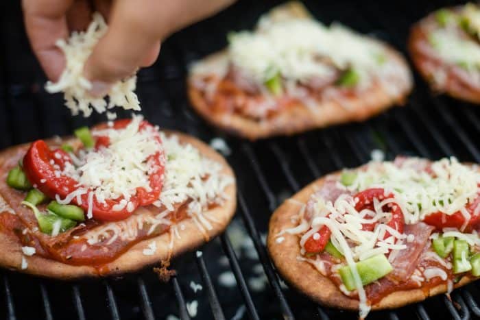 Grilled Flatbread Pizza - sprinkled cheese
