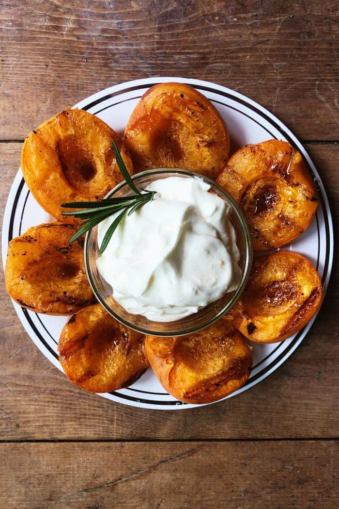 Summer Grilled Apricots with Sweet Cream