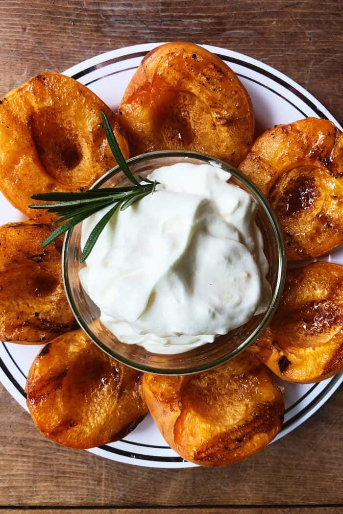 Grilled Apricots with Sweet Cream