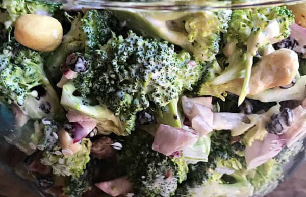 close up Broccoli Bacon Cashew Salad
