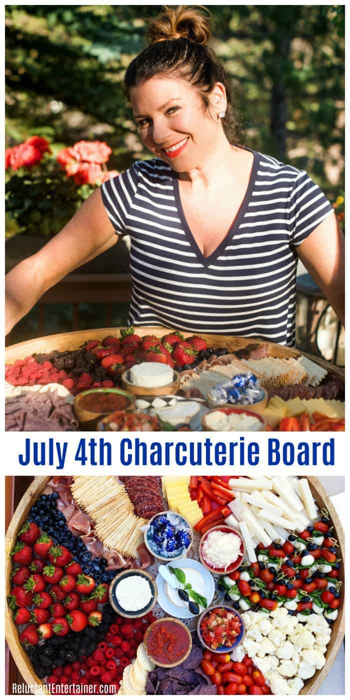 Woman holding Epic PATRIOTIC July 4th Charcuterie Board