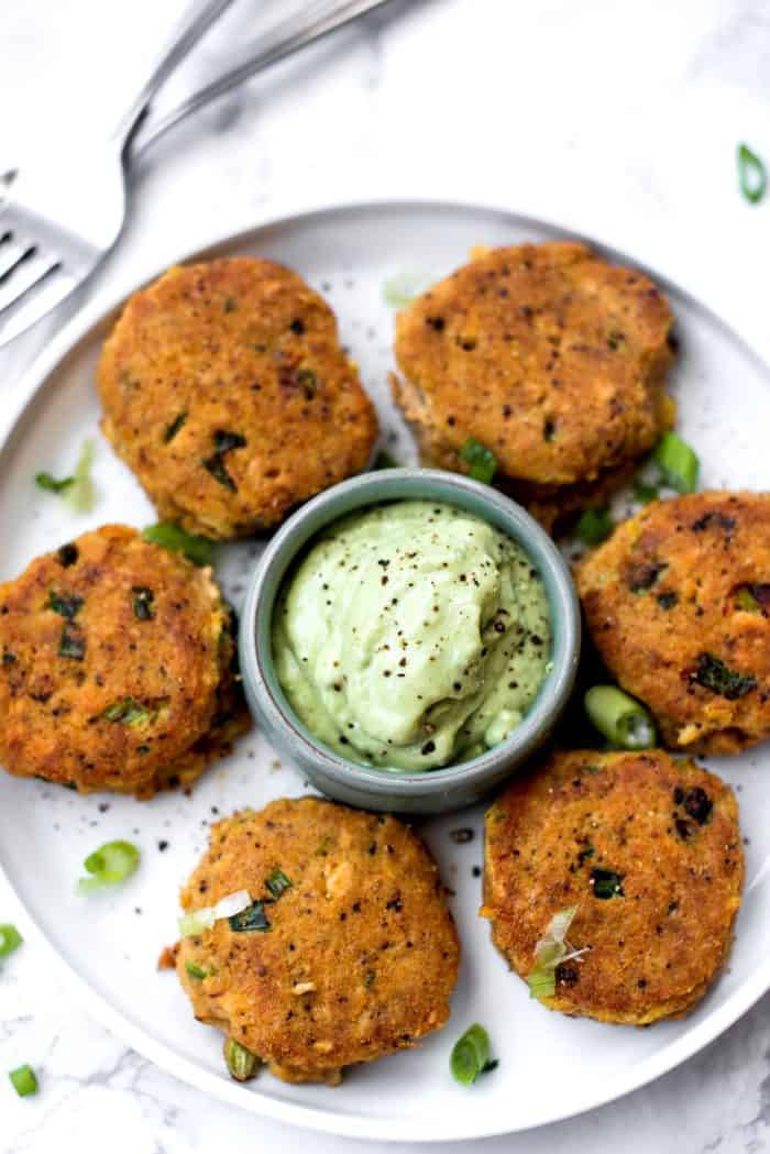 Chunky Shrimp Burgers with Avocado Aioli sauce