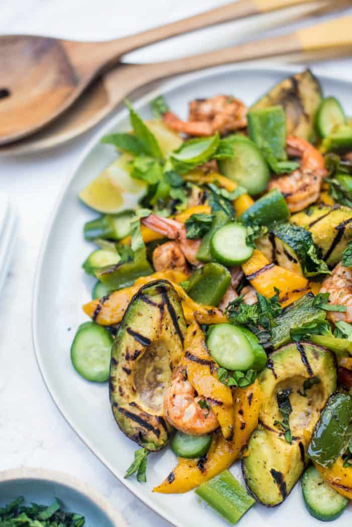 Grilled Avocado Mango Shrimp Salad