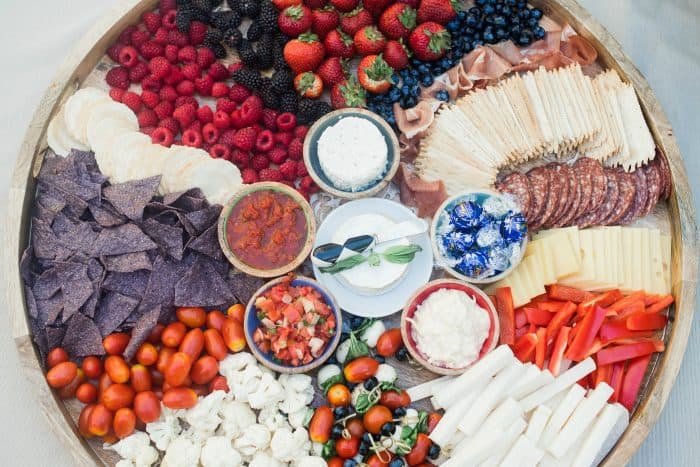 red, white, blue charcuterie board