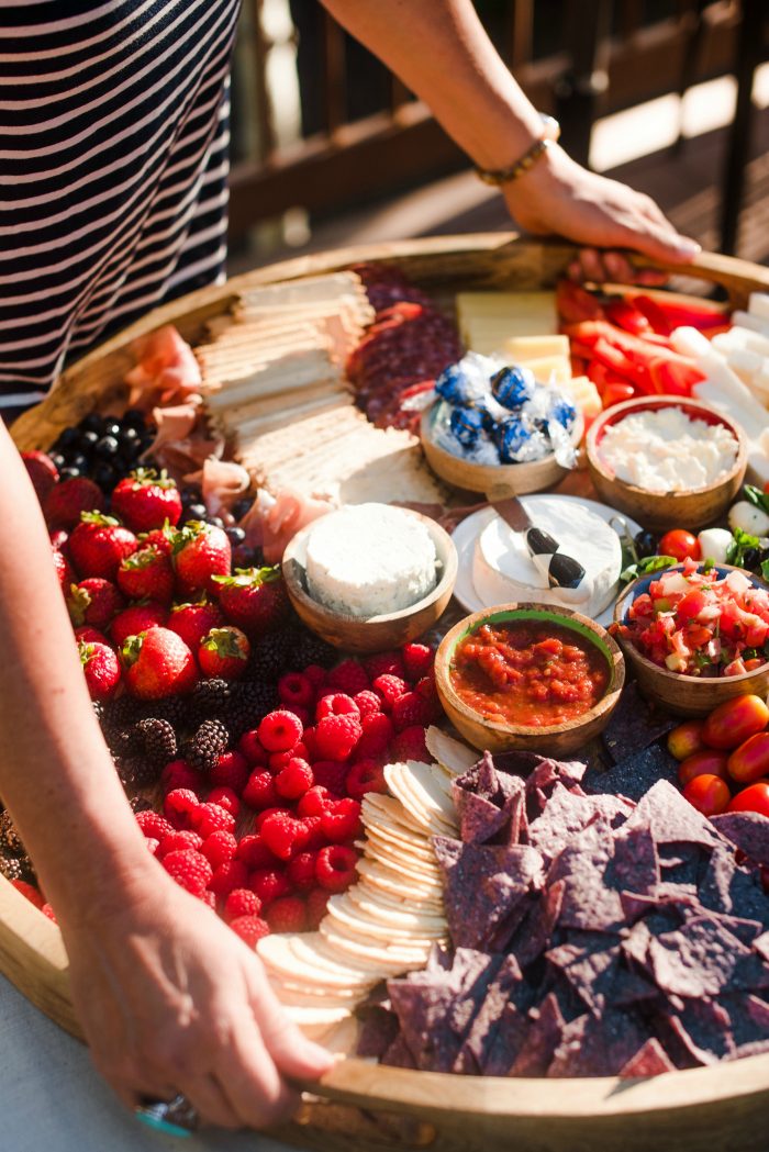 red white and blue charcuterie on THE BIG BOARD