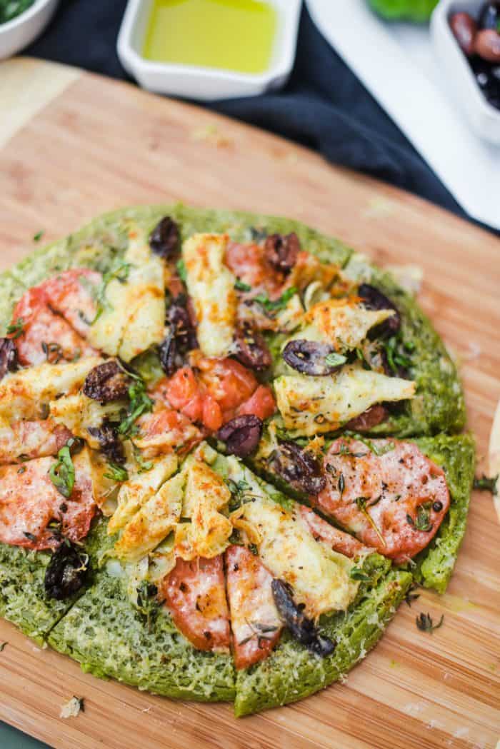 Parsley Infused Pesto Socca Pizza