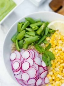 Quinoa Radish Corn Salad Recipe with Green Goddess Dressing