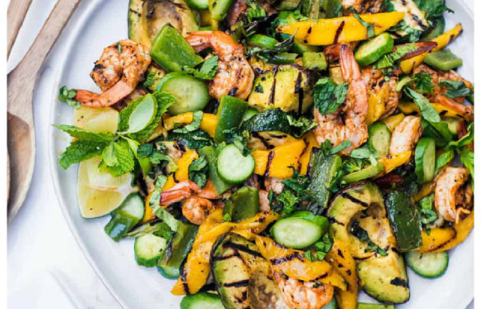 a Mango Avocado and Shrimp Salad