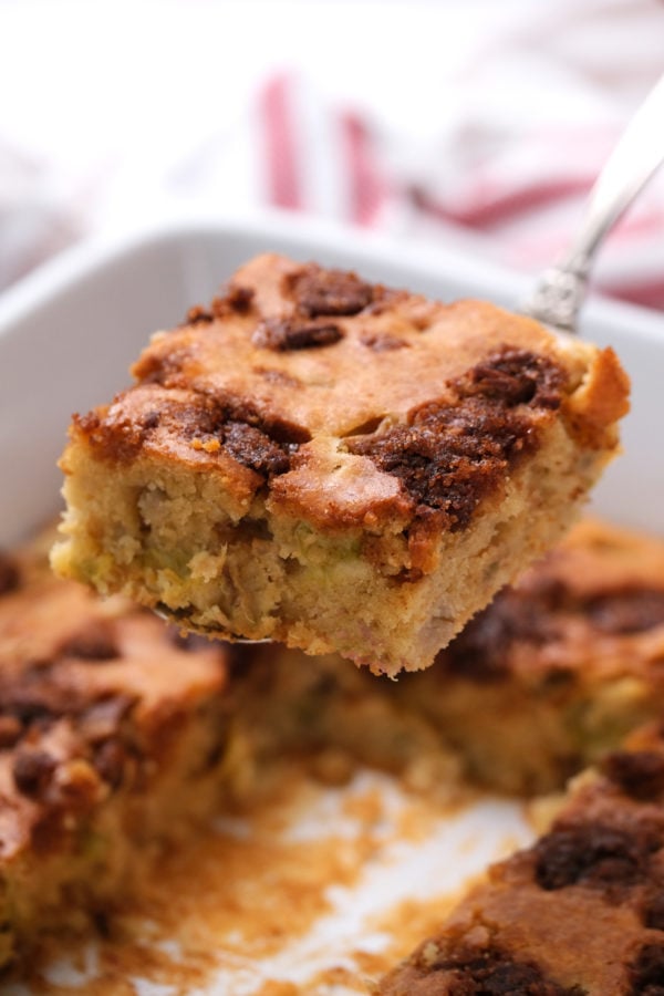 a serving of Rhubarb Buttermilk Coffee Cake