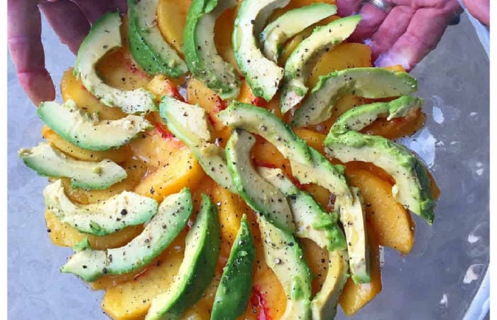 Layered Fresh Peach and Avocado Salad