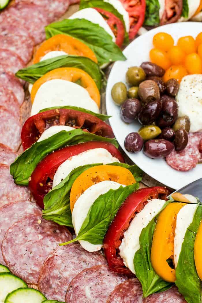 Salami Caprese SALAD Charcuterie Board