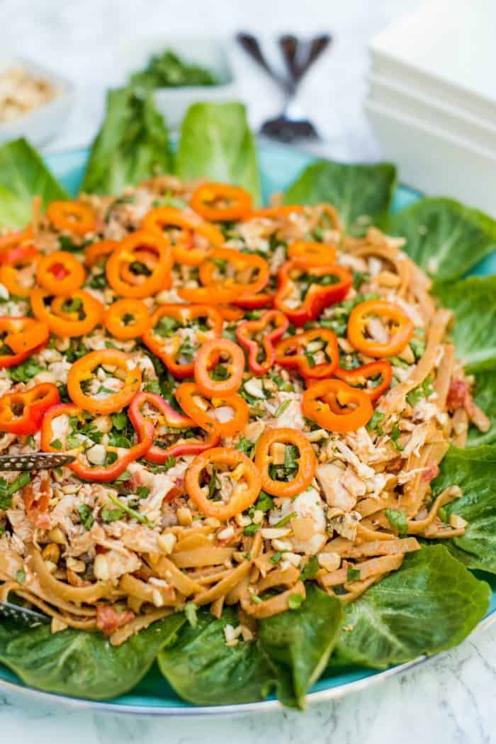 EASY Thai Chicken Fettuccine Salad Recipe