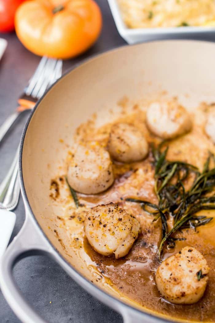 Browned Butter Rosemary Scallops with Mascarpone Polenta - Reluctant ...