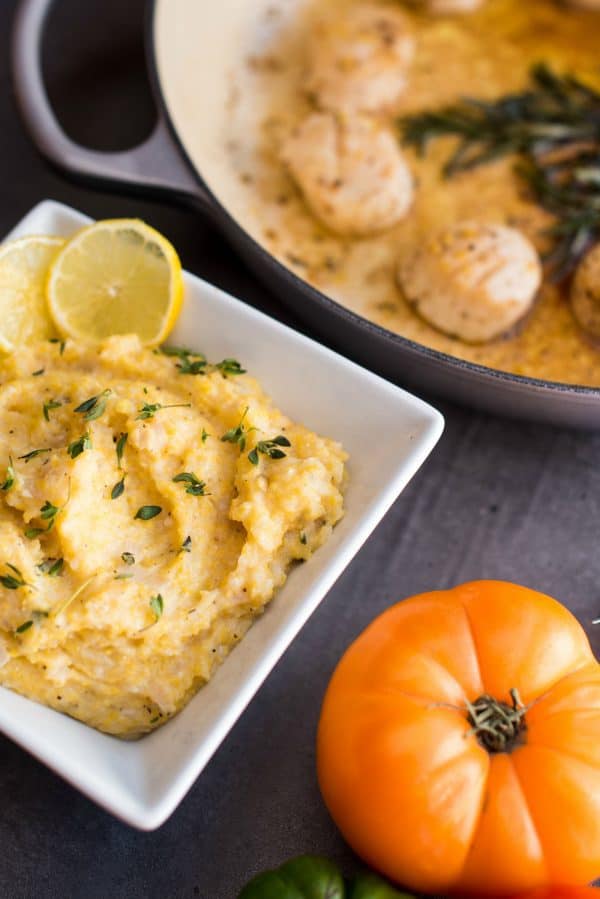 Browned Butter Rosemary Scallops with Mascarpone Polenta Reluctant