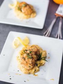 Browned Butter Rosemary Scallops with Mascarpone Polenta