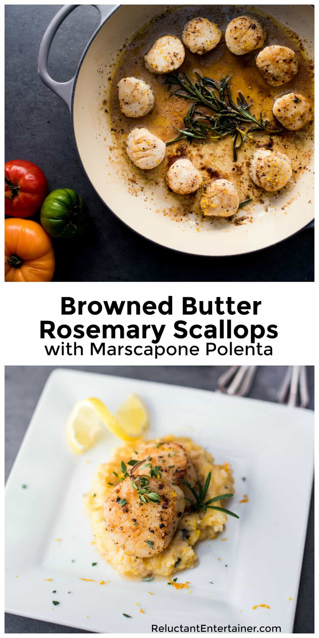 Browned Butter Rosemary Scallops with Mascarpone Polenta Reluctant