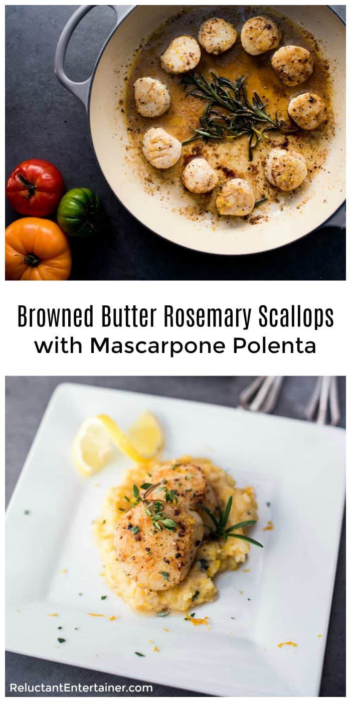 Browned Butter Rosemary Scallops with Mascarpone Polenta Recipe
