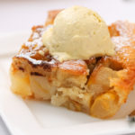 pear cobbler and vanilla ice cream