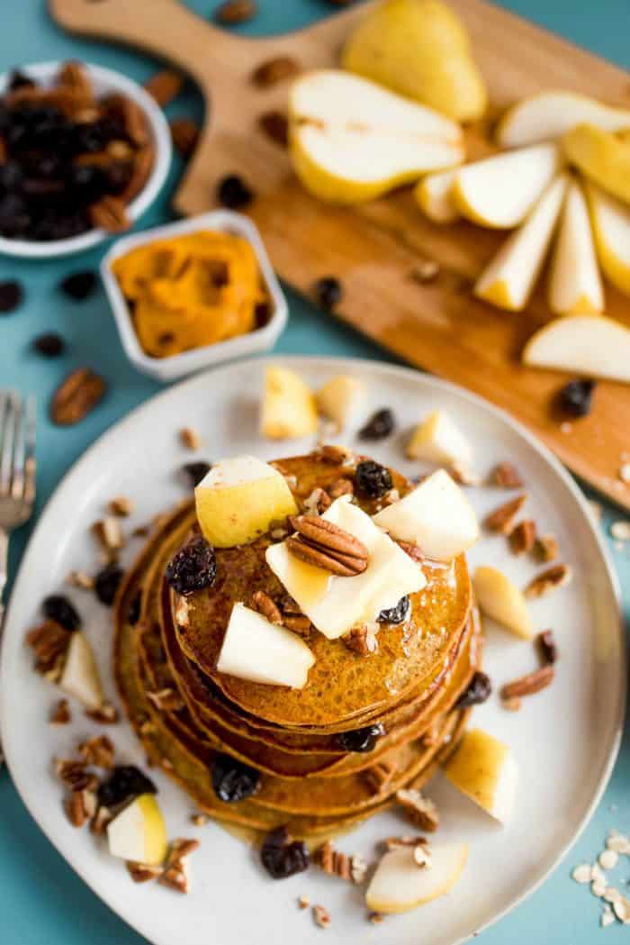 Pumpkin Chocolate Chip Pear Pancakes