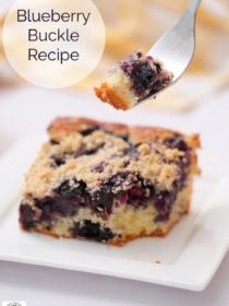 taking a bite of blueberry buckle