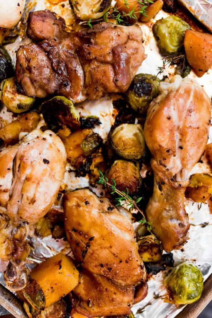 Easy Dijon-Maple Chicken with Brussels Sprouts