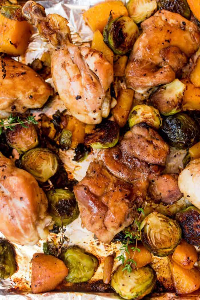 Dijon-Maple Chicken with Brussels Sprouts Recipe