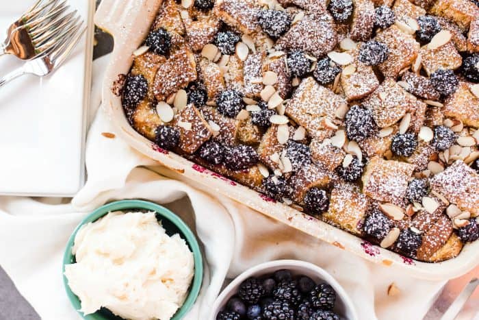 Lemon Blackberry Bread Pudding casserole