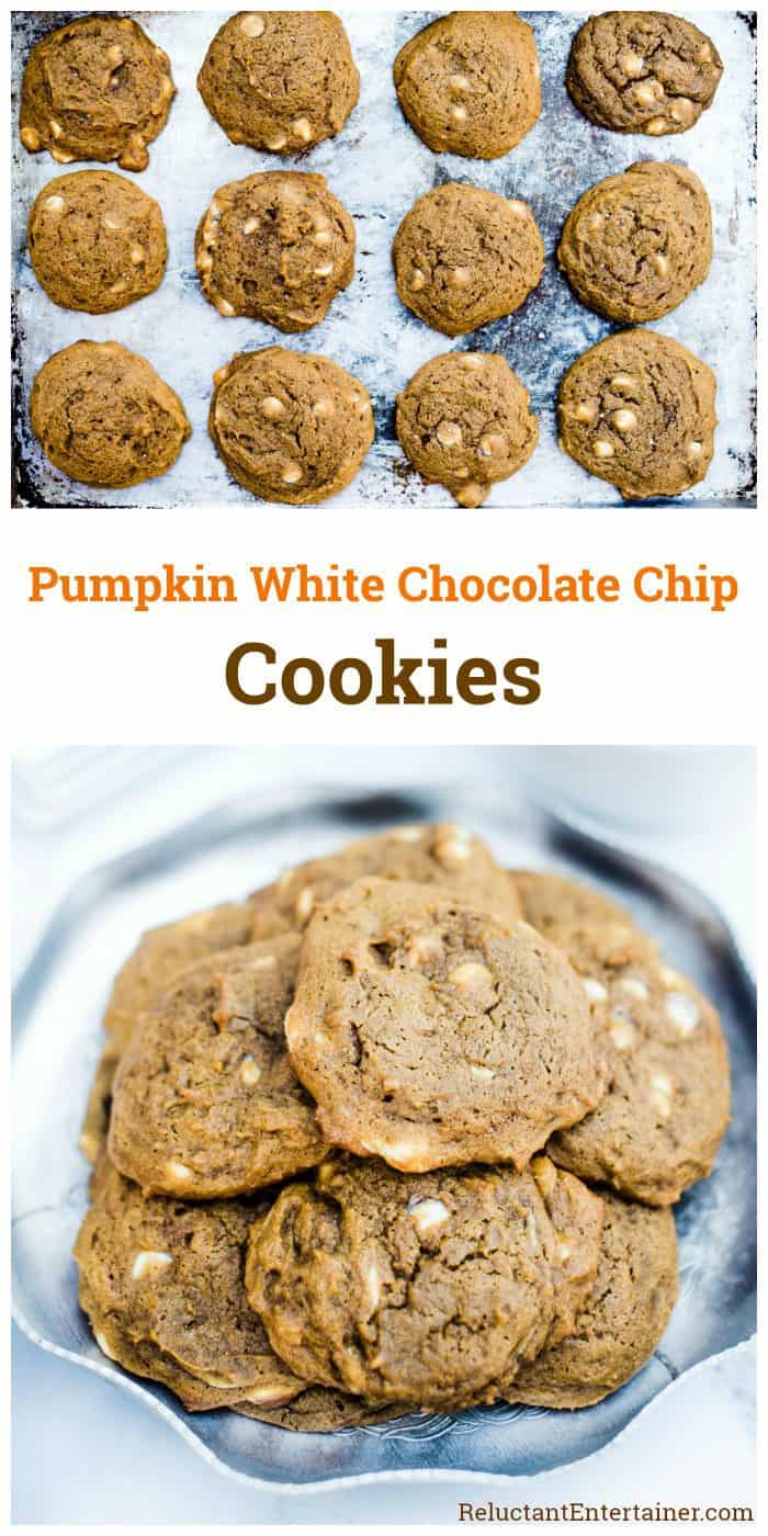 Pumpkin White Chocolate Chip Cookies - Reluctant Entertainer