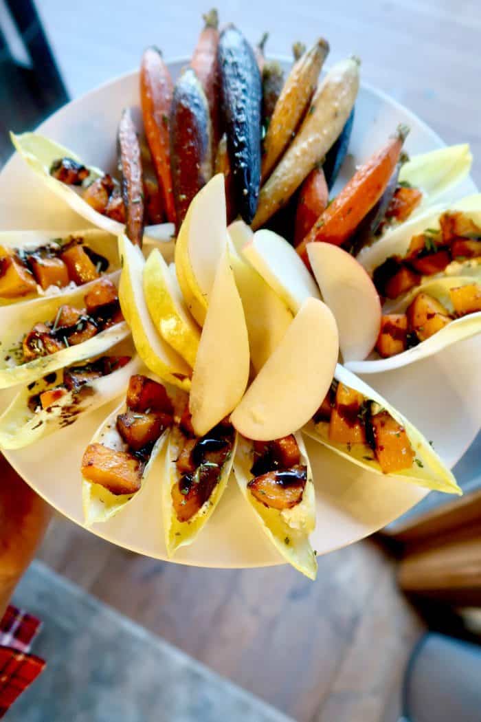 Roasted Butternut Squash Endive Appetizer with pears and carrots