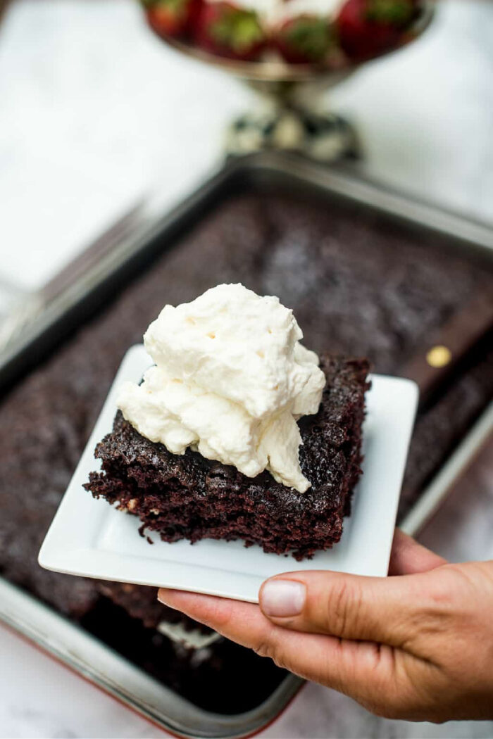 choc cake with cream