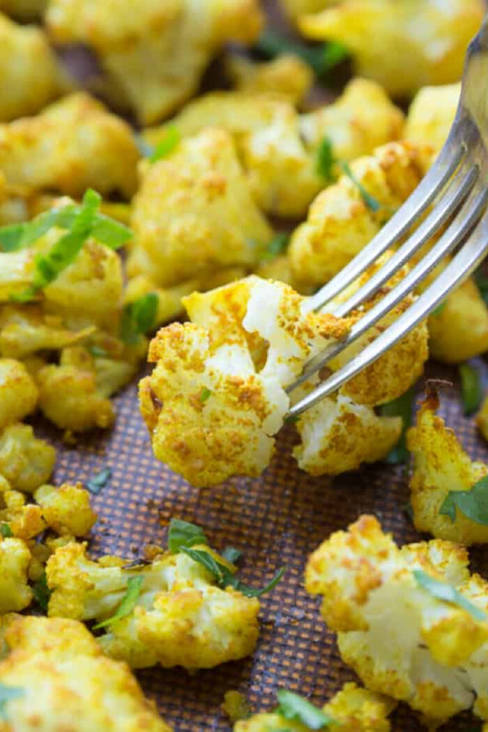 a bite of Roasted Cauliflower